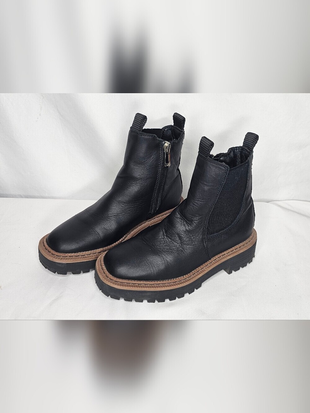 Sam Edelman Laguna Black Leather Chelsea Boots Youth Girls Size 13